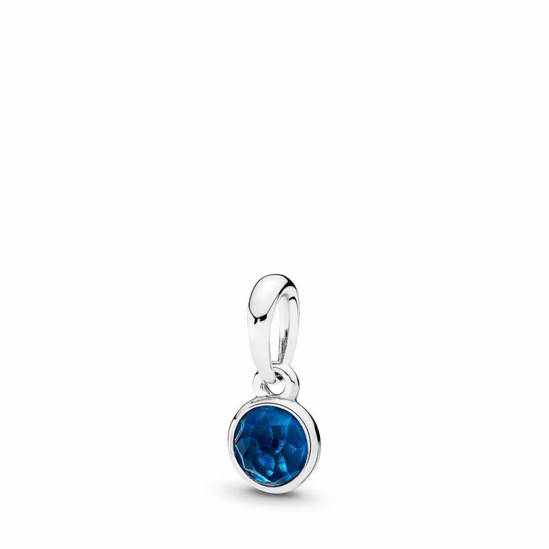 Pandora December Droplet Pendant - Sterling Silver/Blue/Crystal - Canada | NU8424ZU